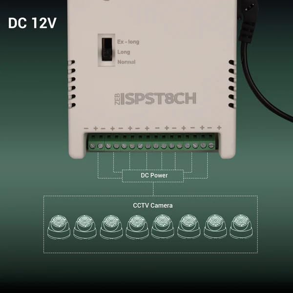 Image of Zebronics 8 Channel CCTV Power Supply| 12V SMPS Adapter with LED Indicators| Overload Protection| Compatible with Dome and Bullet Cameras, ZEB-ISPST8CH