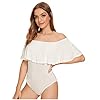 Verdusa-Womens-Off-The-Shoulder-Short-Sleeve-Ruffle-Bodysuit Verdusa Women's Ruffle Off Shoulder Short Sleeve Bodysuit White M