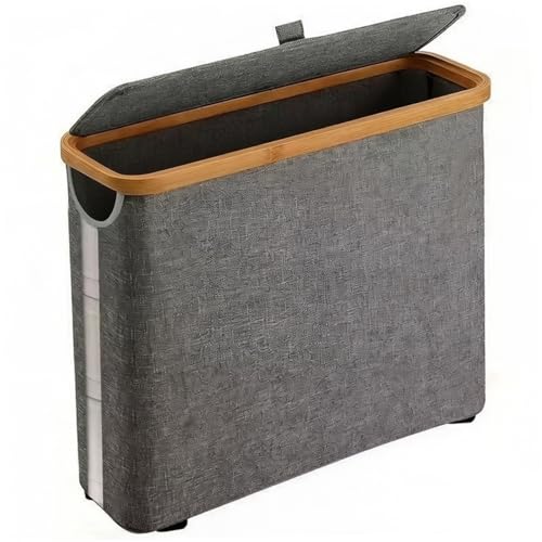 Almacenamiento de papel higiénico con tapa de bambú contenedor de 17.7x13.8x5.9 7