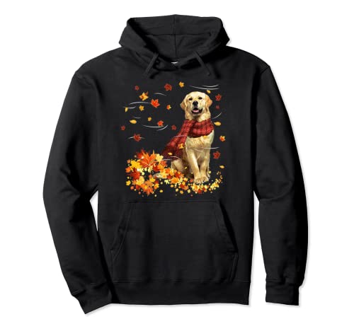 Golden Retriever Fall Scarf - Dogs Autumn Leaves Pullover Hoodie