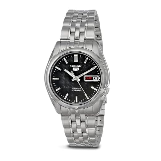 Seiko 5 Relógio masculino de aço inoxidável, Preto 2, Mecânico, relógio automático