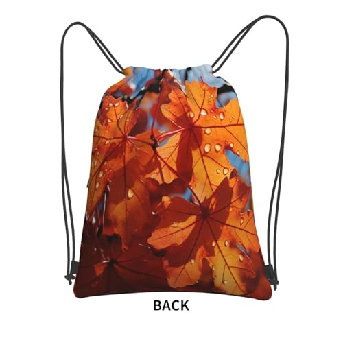 Drawstring Backpack Resistant Sackpack Fall Maple Leafs Sports Gym Bag String Bag for Women Men4