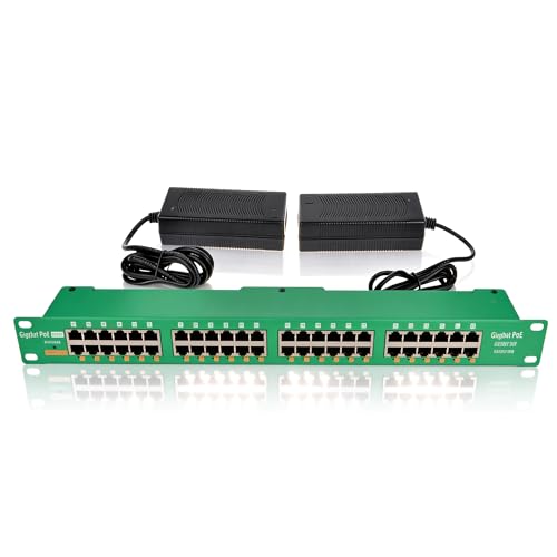 Image of PoE Texas 24 Multi Port IEEE 802.3at PoE+ Injector - Gigabit Data Active Power Over Ethernet for High Powered Devices, 30W PoE Injector for WiFi Access Point & More with 2X 56V 120W Power Supplies