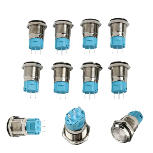 Interrupteur poussoir auto et maison lot de 8 boutons etanches metalliques 16mm