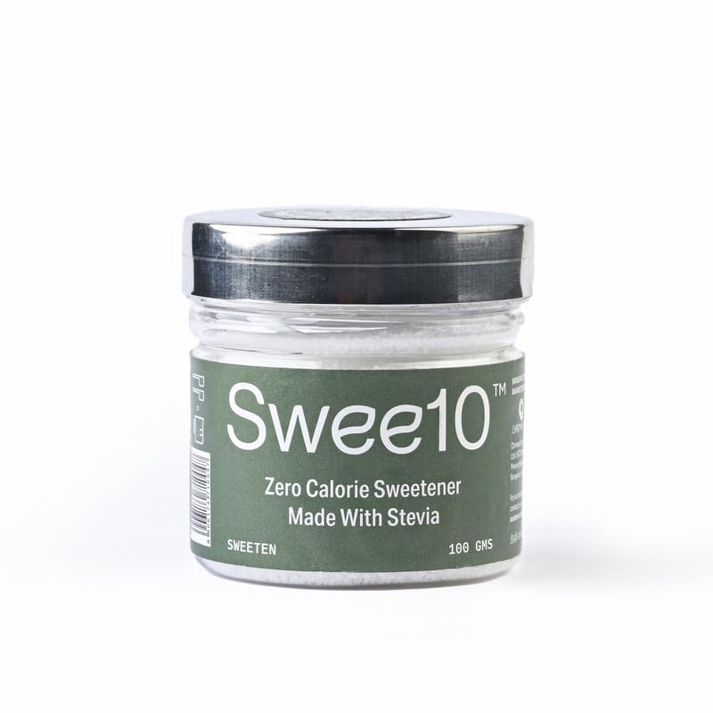 Natural Stevia Sweetener | Sugar Free | Non-GMO | Zero Calorie Sugar Substitute| keto & Diabetic Friendly, Low Glycemic| 100g Jar (Pack of 1)