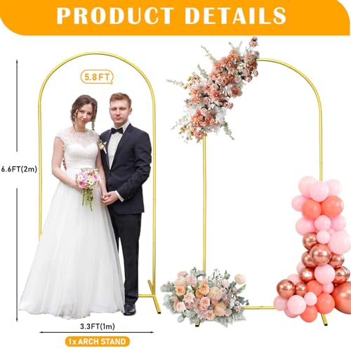 Wedding Arch Backdrop Stand Balloon Arch Stand Wedding Arches for Ceremony Metal Arch Backdrop Stand for Birthday Anniversary Wedding Party Baby Shower (6.6FT Arch) - Image 3