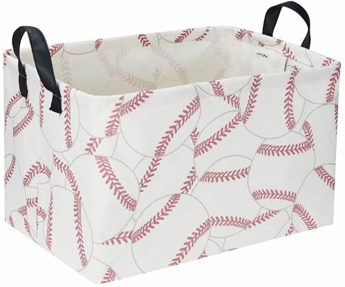 Image of Rectangular Baseball Baskets, Sport Basket for Kids,Kids Basket, Boys Storage bins with Handles.Clothers,Toys,Books, Gifts Storage. (Baseball)