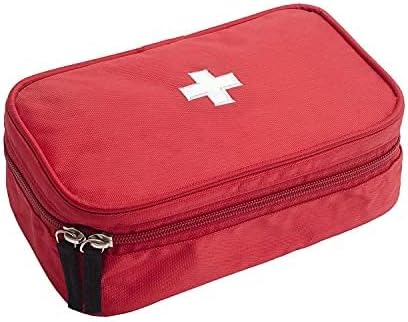HomeStrap First Aid Kit Bag | Medicine Storage Box | Multi-Utility With Handle | Portable & Spacious Emergency Kit Organizer With Mesh Pouch & Elastic Loops | Perfect For Travel, Camping, Home, red