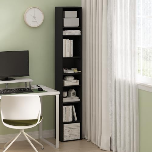 Furinno Pasir 8-stöckiges Offenes Regal Bücherregal, Schwarzes Holz