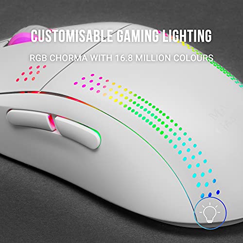 MMPRO, Mouse Gaming Professionale RGB 32000 DPI, Sensore PixArt 3335PRO, Ambidestro con Pulsanti Laterali Removibili, Switch Meccanici Kailh, Ultraleggero 70g, Software, Bianco - Mouse gaming - Immagine 2