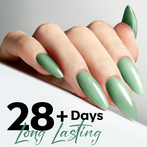 Image of modelones Green Gel Nail Polish Sage Green Gel Polish Easter Nail Poish Soak Off Pastel U V Nail Design Salon DIY Manicure 15 ML