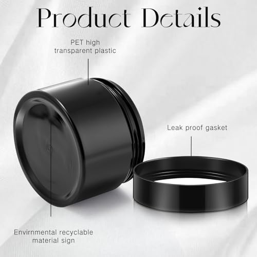 Image of Patelai 4 Pcs Plastic Jars Wide Mouth with Lids,4 Ounce,Pure Black