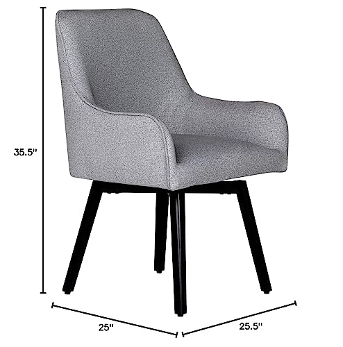 Studio Designs Home Contemporary Spire Luxe Swivel, Rotating, Upholstered, Accent Dining Arms And Metal Legs In Heather Gray Home-Office-Desk-Chairs, 25.5" W X 24" D X 35.5" H #TOP2