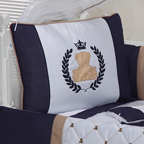 Kit Berço Menino Urso Realeza Azul Marinho Pingo de Gente 9 Peças