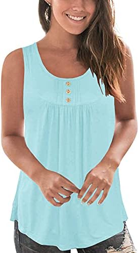 Yousify Women’s Plus Size Printed Pleated Sleeveless Tank Tops Summer Casual Tunic