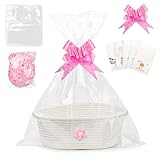 KBIBCK Cesta de regalo vacía, cesta de regalo vacía, cesta trenzada para regalos con bolsas de regalo y cintas, para baby shower, cumpleaños, boda, Pascua, Acción de Gracias, Navidad