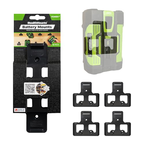 StealthMounts Battery Holder Compatible with EGO 56V (4 Pack) - Black Battery Mounts for EGO | Mount for EGO 56V | Made in The UK