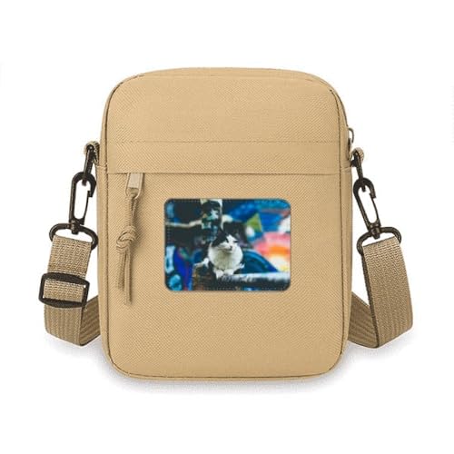 Sac à bandoulière téléphone motif chat paresseux, petit sac à main pratique au quotidien