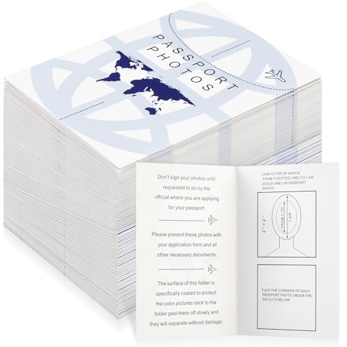 200 Pcs Thick Passport Photo Holder 5.31 x 3.54 Inches Passport Picture Folders with Compartment for 2 x 2 Print, Picture Display Safely for Office, Customers Deliver Pictures, Travel