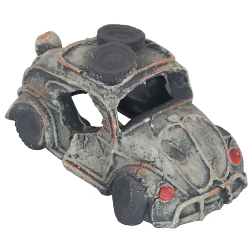 Aquarium Decorations for Fish Tank – Realistic Resin Rock Cave Hideouts, Safe Fish Tank Ornaments with Natural Design for Betta, Goldfish, Shrimp – Easy to Clean (Resin car)