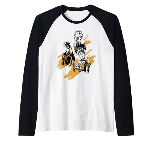 Star Wars Ahsoka Tano Sabine Wren Hera Syndulla Sketch Art Camiseta Manga Raglan