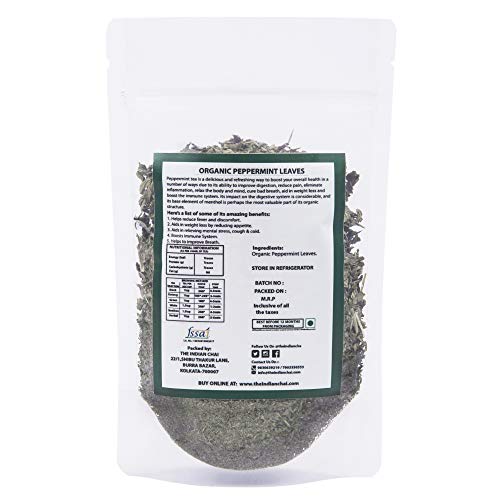 Image of The Indian Chai - Organic Peppermint Tea 50g in Zipper Bag | Caffeine-Free Herbal Aromatic Mint Infusion | Refreshing Mint Burst for Night Time Relaxation