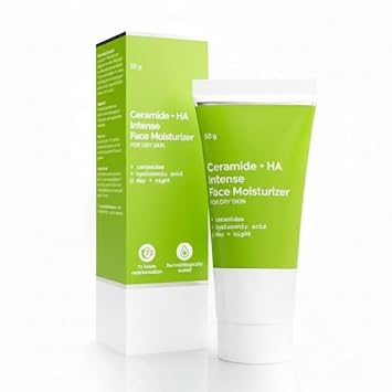 Ceramide + HA Intense Moisturizer with Hyaluronic Acid for Dry Skin Repairs Dry & Dull Skin | Locks In Moisture, 50 gm, 1.76 Ounce