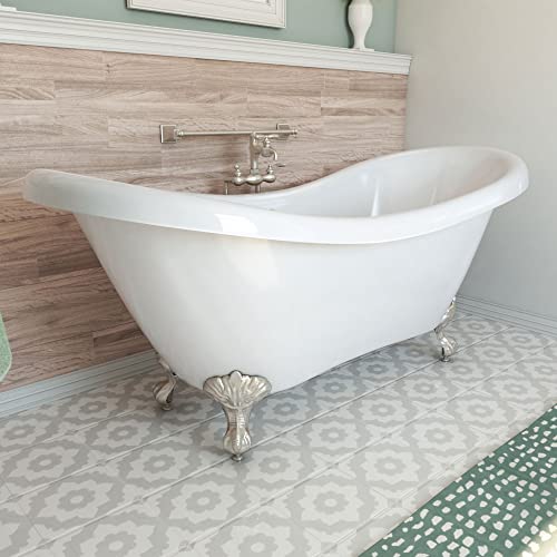 Dreamline Chesapeake 69 In. L X 31 In. H Acrylic Freestanding Bathtub With Brushed Nickel Finish #TOP8
