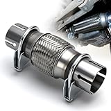 LPZMPZ Flexrohr Auspuff Wellrohr Edelstahl Hosenrohr Flexstück Auspuff Wellrohr Flexrohr Abgasrohr Reparaturrohr Flexibel Universal mit 2 Schellen (51x100x200 mm)