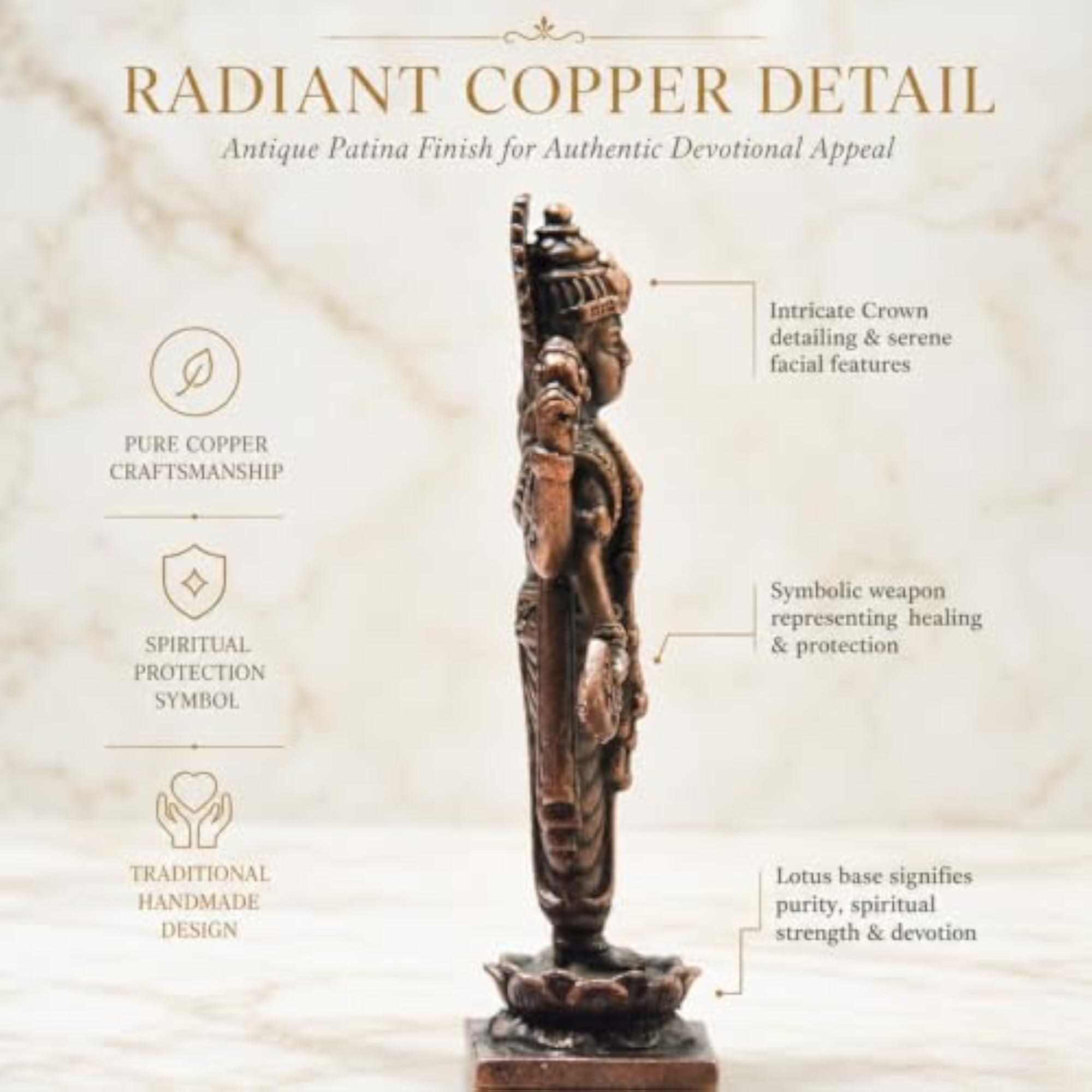 Handmade Dhanvantri Idol with Patina Antique Finish, Gift