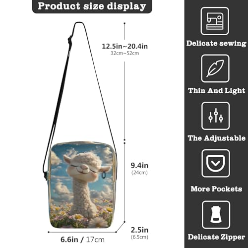 Crossbody Bag Cute Alpaca Messenger Bag for Women Men Purse Shoulder Bag Satchel Bag with Adjustable Strap 214B93083