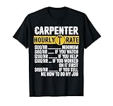 Funny Vintage Carpenter Apparel Woodworking Hourly Rate Mens T-Shirt