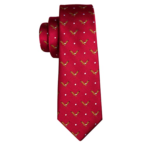 Image of Barry.Wang Fun Animal Ties for Men Designer Handkerchief Cufflink WOVEN Casual Necktie Set Festival