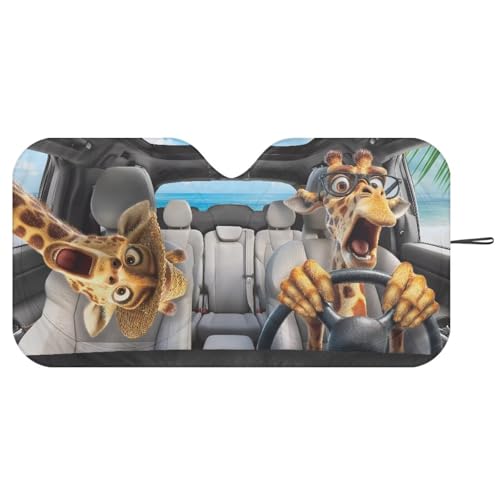 Image of Drive Giraffe Car Interior Accessories Sun Protection Easy to Install Automotive Windshield Sunshades Keep Cool UV Rays Protection for Most Sedan Truck Van