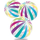 LINE42 Big Beach Ball Set for Summer, Rainbow Beach Balls for Swimming at The Pool or Beach, Set of 3, Three Jumbo Giant 42 Inch Beach Balls