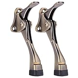 Gotega Door Stopper, 2 Packs Kickdown Door Stop with One Touch Adjustable Height and Rubber Tip 4 Inches, Heavy Duty Door Stops, Door Holder, Bottom of Door - Antique Bronze