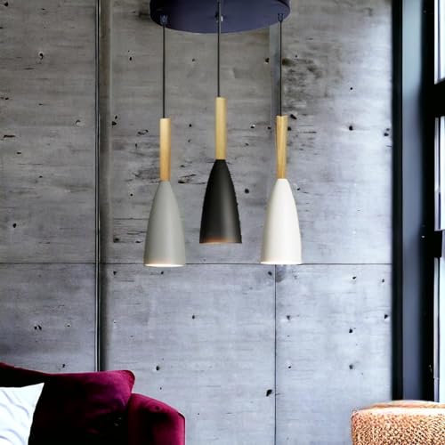 Image of GreyWings Modern, Black,White,Grey Multi-Pendant Hanging Light for Ceiling, Aluminium, Drop, Antique Decor, E-27 Holder,(Bulb not Included) 3 Light Cluster Set