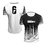 NXTBHDCW Camisetas Suaves para Hombre Camisetas para Entrenamiento con Estampado Rainbow Six Siege Camisetas Polo Elásticas De Manga Corta con Cuello -White||L