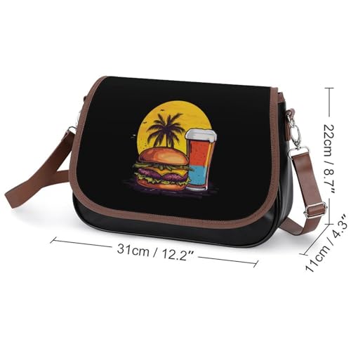 Burger And Beer Women's Crossbody Bags Leather Messenger Handbag Small Shoulder Bag Purse2