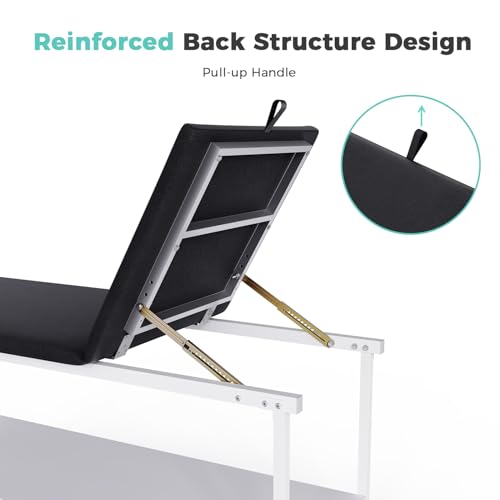 OLERN 27.6\" Adjustable Medical Exam Table bed with Full Shelf and Paper Holder,Bariatric Treatment Table with Adjustable Backrest for Home Use,Physical Therapy, Chiropractic,Spa, Clinic,hspital,440LBS