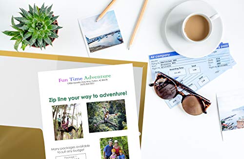 Image of Better Office Products 2 Pocket Glossy Laminated Metallic Gold Paper Folders, Letter Size, 25 Pack, Paper Portfolios Box of 25