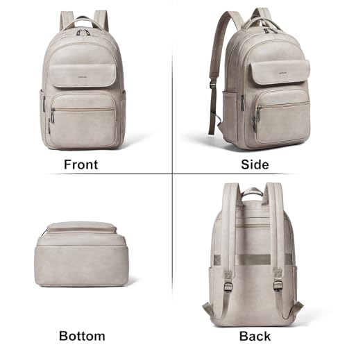 Mochila de viaje Leresas 37L en cuero vegano gris claro miniatura 6