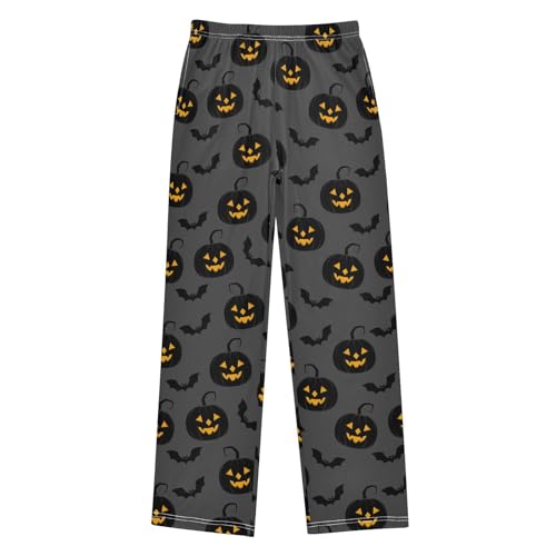Bat Pumpkin Boys Long Pants Soft Trousers Elastic Waist Kids Lounge Bottoms with Pockets S-XL