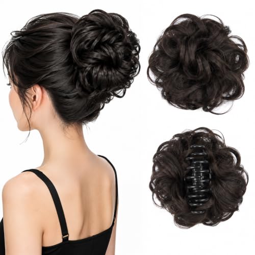 Image of Curated Cart Claw Clip Messy Bun Hair Piece Natural-Looking Hair Extension for Women and Girls Easy-To-Wear Volumizing Hair Bun Lightweight Synthetic Fiber Hairpiece for All Occasions Stylish Updo