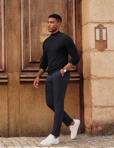PJ PAUL JONES Mens Mock Turtleneck Sweater Long Sleeve Casual Pullover Sweater Slim Fit Basic Knit Tee4
