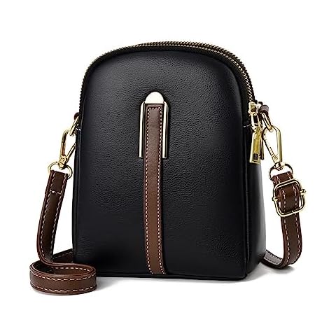 Mn&Sue Crossbody Bags for Women Trendy Leather Designer Cell Phone Multi Pocket Small Purses Shoulder Handbag Ladies (Black) Cover