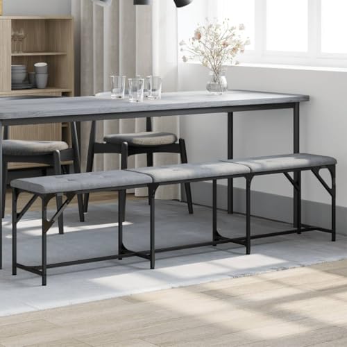 sephironlbb Banco de comedor gris claro con marco de acero y acolchado de tela, 186 x 32 x 45 cm, banco para comedor, cocina, pasillo, moderno, robusto, ahorra espacio, versátil