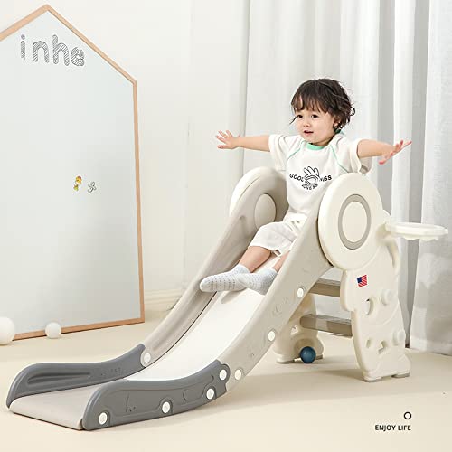 Baby Slide For Toddlers Age 1-3 Indoor Kids Slide Outdoor Climber Freestanding Toddler Slide With Basketball Hoop & Toss Ring Game #TOP1