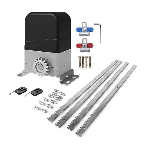 Kit de abridor de puerta corredera eléctrica Kit de operador de puerta automática de Motor de CA con marco de acero de 4 m Kit de Sensor infrarrojo,Protección completa(With 4m Rack)