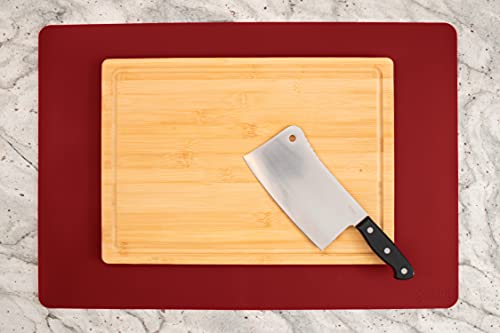 Image of GASARE, Set of 2, Extra Large, Thick, Silicone Mats for Kitchen Counter, Heat Resistant Mats, Countertop Protector, Non-Slip, Easy to Clean, 25 x 17 Inches x 1.4mm, Red